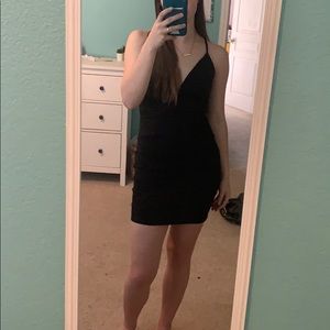 black lace back tight dress